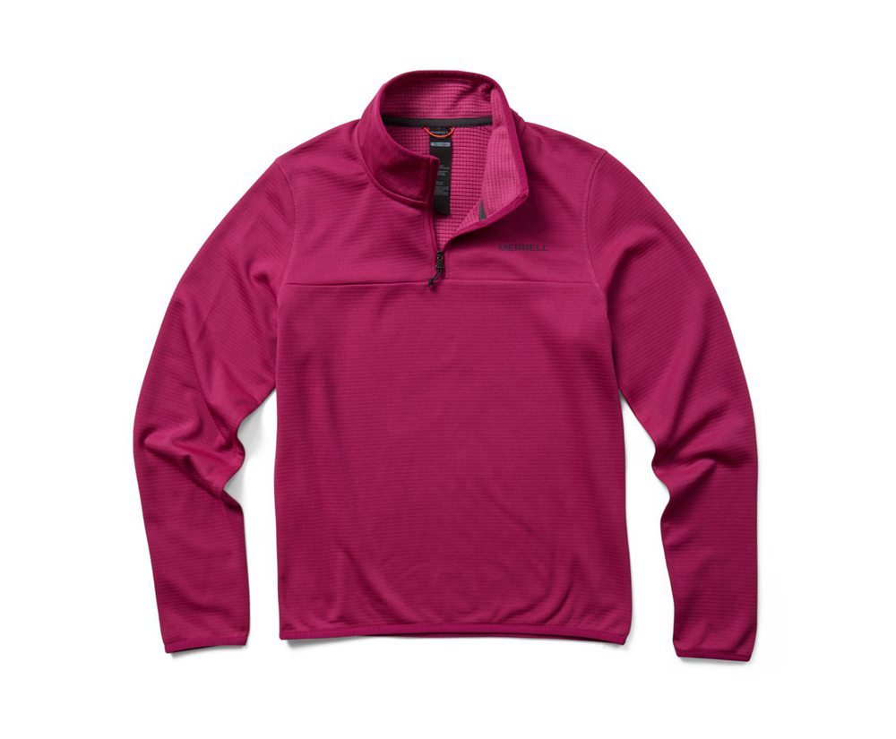 Pullover Merrell Damskie Różowe - Terrain Geotex 1/4 Zip - 460385-AIB